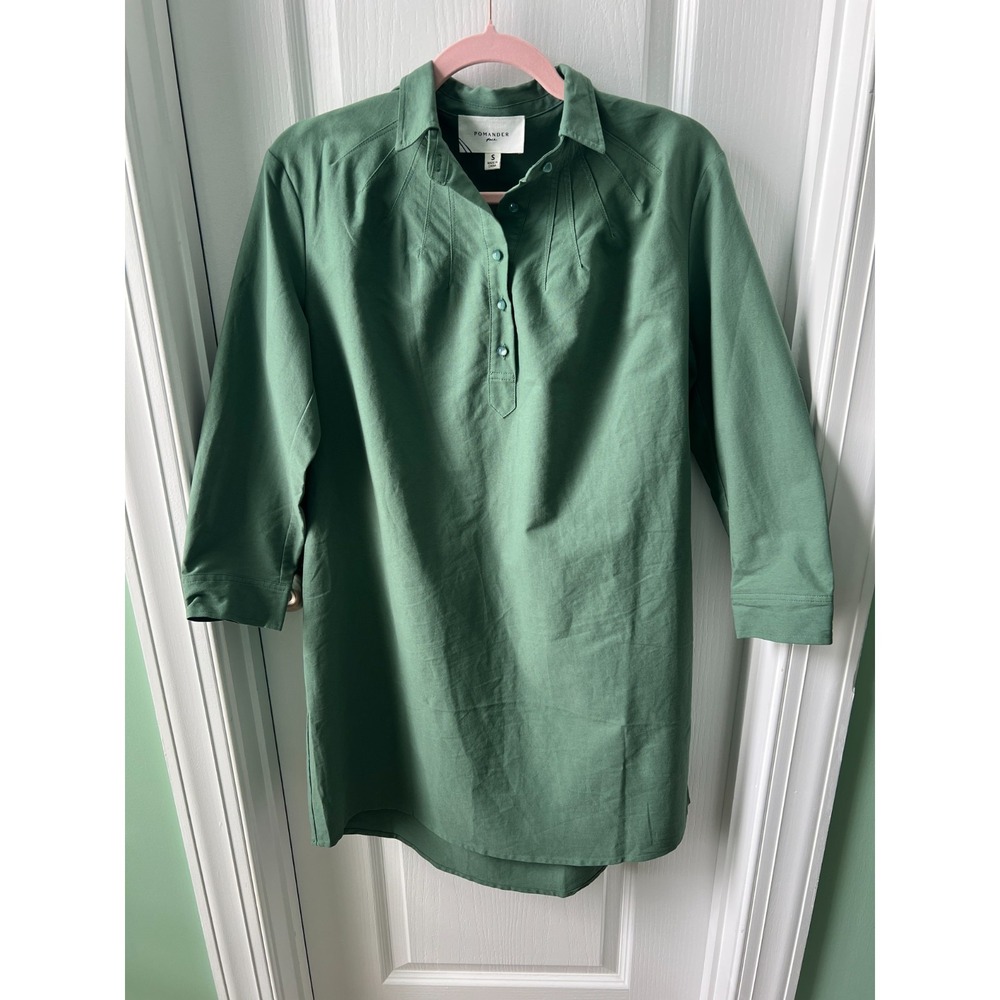 NEW Tuckernuck Pomander‎ Place Womens Green Polly Oxford Shirt Dress Size S NWOT